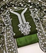 Mehendi Georgette Embroidered Unstitched Dress Material