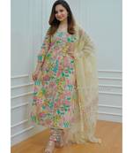 Cotton printed kurti With pant and dupatta