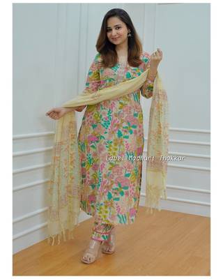 Cotton printed kurti With pant and dupatta 2