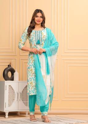 Printed Frock kurti With Pant and Dupatta 3