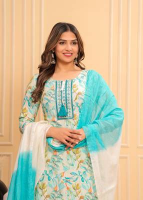 Printed Frock kurti With Pant and Dupatta 5