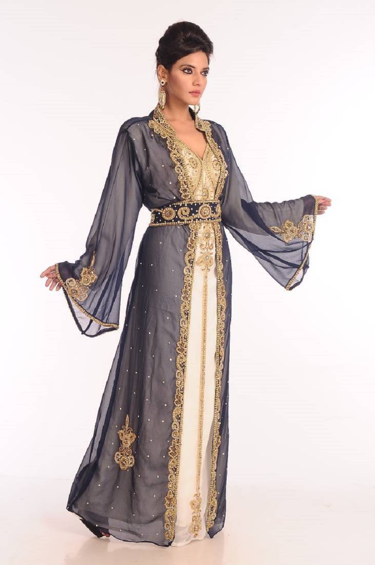 Blue and White Party Wear Kaftan for Women