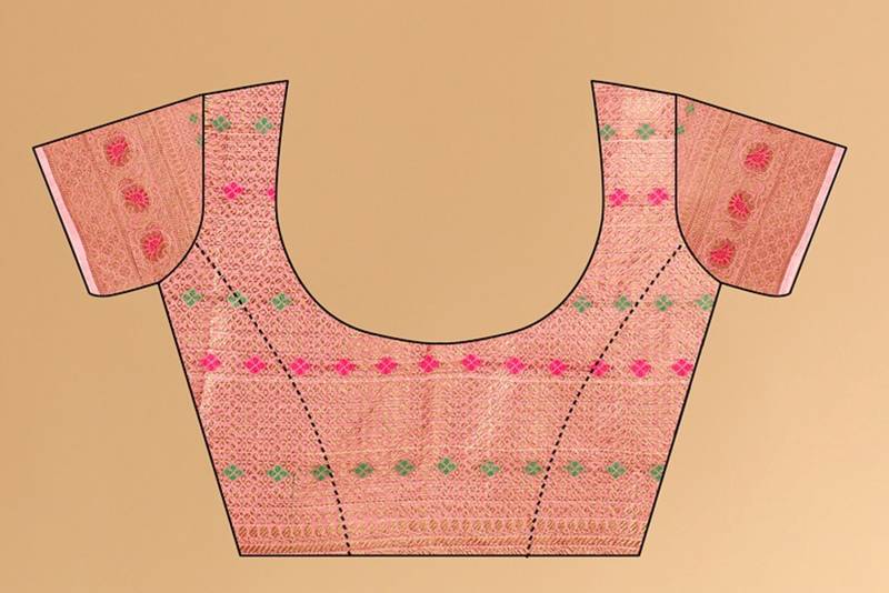 Pink Color Soft Cotton Silk Saree With Silk Weawing Blouse Piece