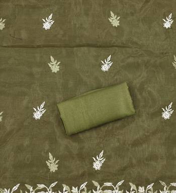Mehndi Organza Embroidered Unstitched Dress Material 4