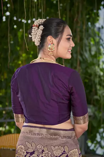 Banarasi Woven Purple Saree With Heavy Jacquard Work Saree With Blouse Piece
