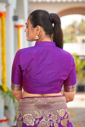 Banarasi Woven Purple Saree With Heavy Jacquard Work Saree With Blouse Piece