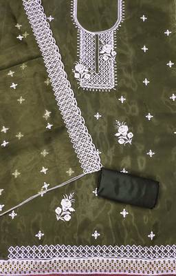 Mehndi Organza Embroidered Unstitched Dress Material 2
