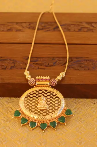 Kerala traditional gold plated palakka temple necklace
