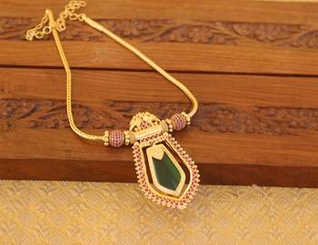 Kerala traditional gold plated palakka peacock necklace 1