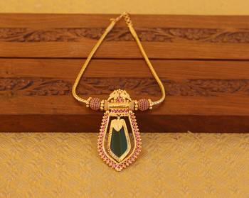 Kerala traditional gold plated palakka peacock necklace 2
