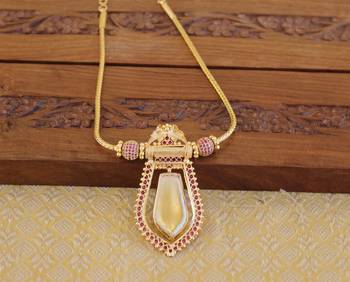 Kerala traditional gold plated palakka peacock necklace 3