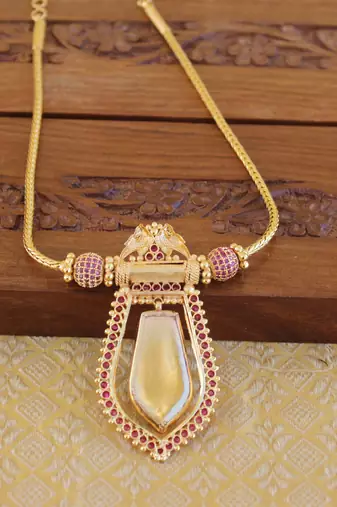 Kerala traditional gold plated palakka peacock necklace