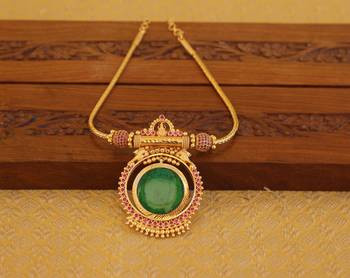 Kerala traditional gold plated palakka temple necklace 1
