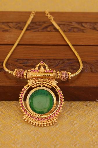 Kerala traditional gold plated palakka temple necklace