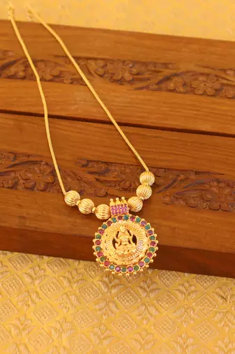 Kerala style gold plated temple necklace