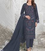 Grey color embroideried faux georgette semi stitched salwar suit