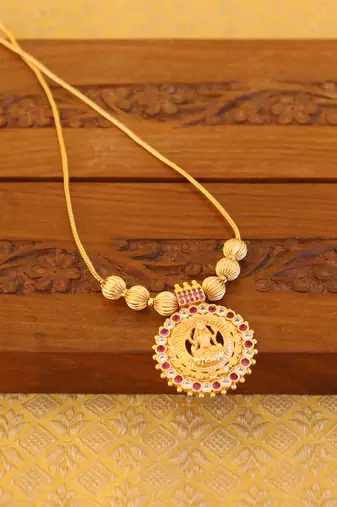 Kerala style gold plated temple necklace