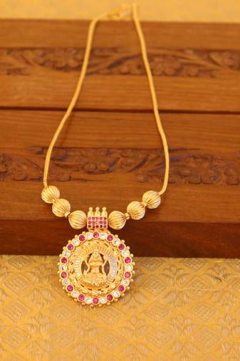 Kerala style gold plated temple necklace