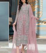 Light pink heavy orgenza silk pakistani salwar suit with dupatta