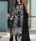 Black heavy orgenza silk pakistani salwar suit with dupatta