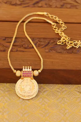 Kerala style gold plated temple necklace