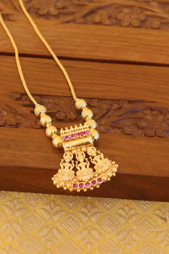 Kerala style gold plated temple necklace