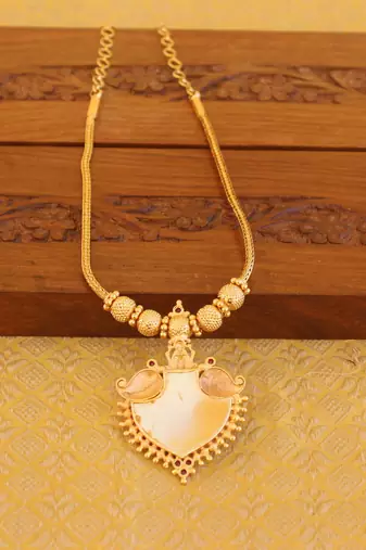 Kerala traditional gold plated palakka temple necklace
