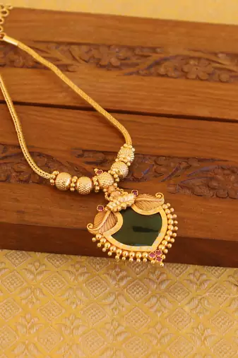 Kerala traditional gold plated palakka temple necklace
