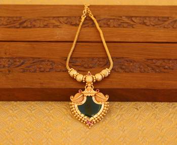 Kerala traditional gold plated palakka temple necklace 1
