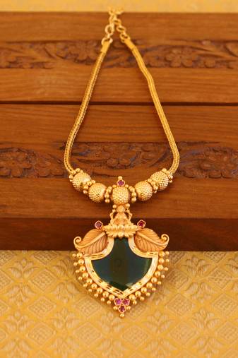 Kerala traditional gold plated palakka temple necklace