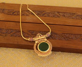 Kerala traditional gold plated palakka temple necklace 2