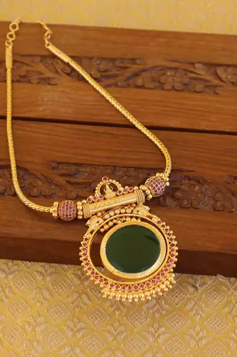Kerala traditional gold plated palakka temple necklace
