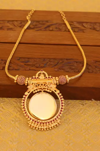 Kerala traditional gold plated palakka temple necklace