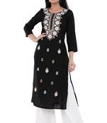 Embroidered rayon straight kurta with palazzo set