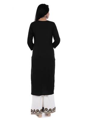 Embroidered rayon straight kurta with palazzo set 2