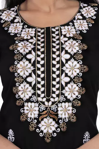 Embroidered rayon straight kurta with palazzo set