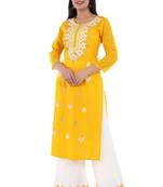 Embroidered rayon straight kurta with palazzo set