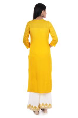 Embroidered rayon straight kurta with palazzo set 2