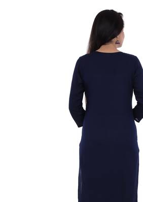 Blue embroidered rayon straight kurta with palazzo set 2