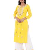 Embroidered rayon straight kurta with palazzo set