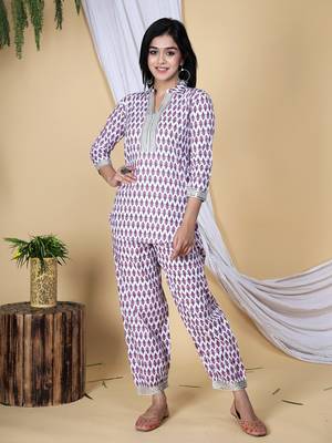 Embroidered pure cotton short kurta with pant set 3