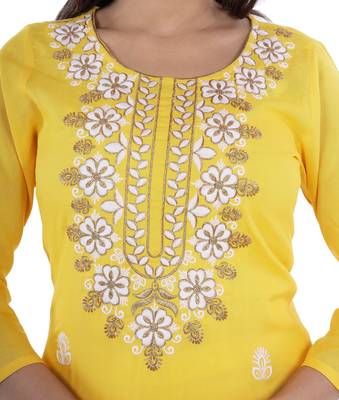 Embroidered rayon straight kurta with palazzo set 4
