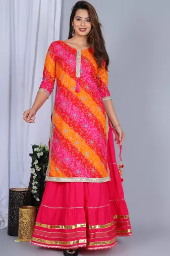 Multicolor Cotton Zari Embroidered Kurta Set for Party and Events