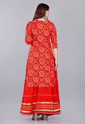 Embroidered pure cotton printed kurta skirt with dupatta set 2