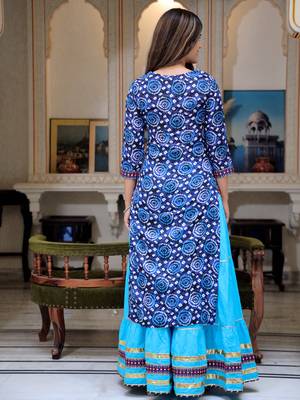 Pure cotton embroidered , printed kurta  skirt with dupatta set for luxurious party wear dress 2