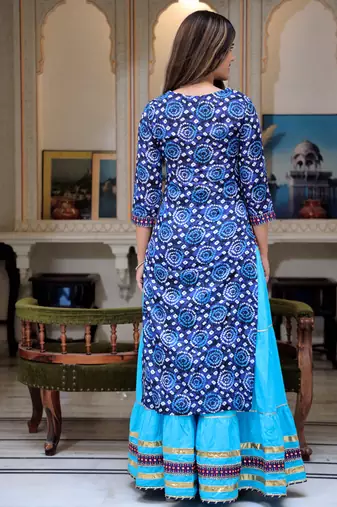 Pure cotton embroidered , printed kurta  skirt with dupatta set for luxurious party wear dress