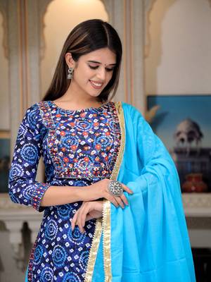 Pure cotton embroidered , printed kurta  skirt with dupatta set for luxurious party wear dress 5