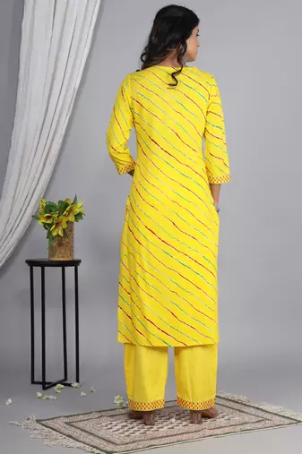 Embroidered straight rayon kurta palazzo with dupatta set