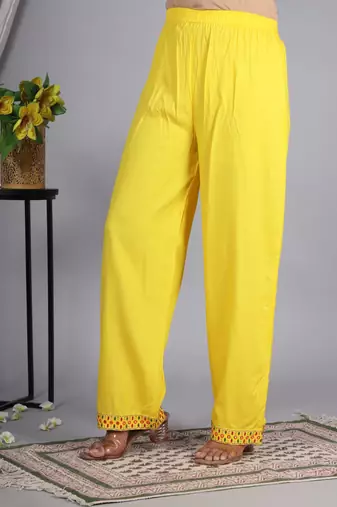 Embroidered straight rayon kurta palazzo with dupatta set
