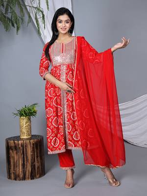 Women regular gotta patti kurta with trousers & with dupatta 1